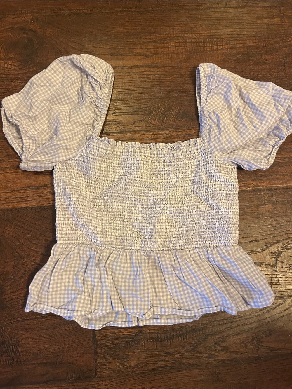 J. Crew Smocked Puff-Sleeve Gingham Top - Light Lavender